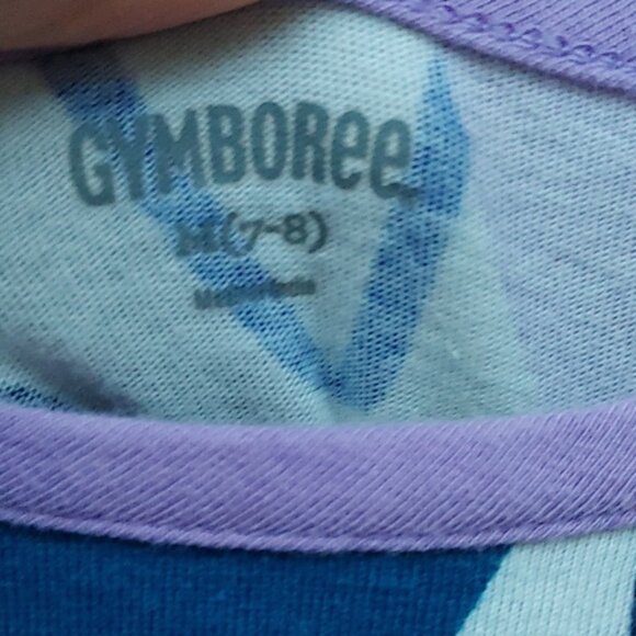 3/$25 GYMBOREE girl blue purple long sleeves dress size 7-8 stretchy ruf… - Picture 4 of 5